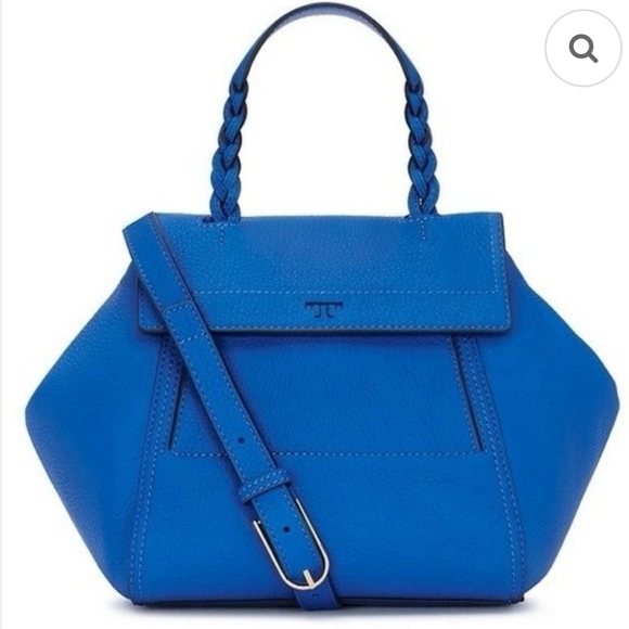 Tory Burch Handbags - Tory Burch Half Moon Royal Blue Satchel Leather Detachable Strap-EUC Retail $699